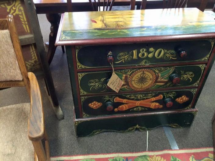 Play up the vintage style in your home with this lovely green dresser. 